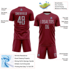 Load image into Gallery viewer, Custom Crimson Gray Sublimation Soccer Uniform Jersey
