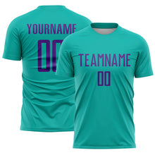 Load image into Gallery viewer, Custom Aqua Purple Sublimation Soccer Uniform Jersey
