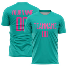 Load image into Gallery viewer, Custom Aqua Pink Sublimation Soccer Uniform Jersey
