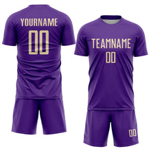 Load image into Gallery viewer, Custom Purple Cream Sublimation Soccer Uniform Jersey
