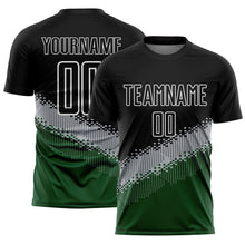 Load image into Gallery viewer, Custom Black Gray-Green Gradient Geometric Shape Sublimation Soccer Uniform Jersey
