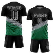 Load image into Gallery viewer, Custom Black Gray-Kelly Green Gradient Geometric Shape Sublimation Soccer Uniform Jersey
