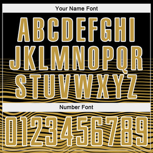 Custom Black Old Gold-White Gradient Line Sublimation Soccer Uniform Jersey