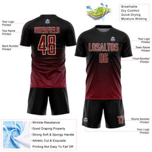 Load image into Gallery viewer, Custom Black Crimson-Cream Gradient Line Sublimation Soccer Uniform Jersey
