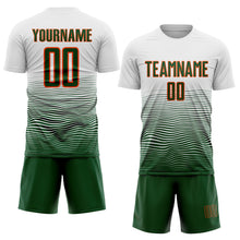 Load image into Gallery viewer, Custom White Green-Orange Gradient Line Sublimation Soccer Uniform Jersey
