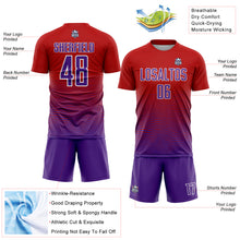 Load image into Gallery viewer, Custom Red Purple-White Gradient Line Sublimation Soccer Uniform Jersey
