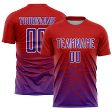Load image into Gallery viewer, Custom Red Purple-White Gradient Line Sublimation Soccer Uniform Jersey
