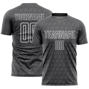 Custom Steel Gray White Geometric Shape Sublimation Soccer Uniform Jersey