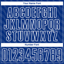 Load image into Gallery viewer, Custom Royal White Waves Shape Sublimation Soccer Uniform Jersey
