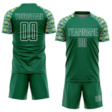 Load image into Gallery viewer, Custom Kelly Green White Geometric Shape Sublimation Soccer Uniform Jersey

