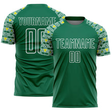 Load image into Gallery viewer, Custom Kelly Green White Geometric Shape Sublimation Soccer Uniform Jersey
