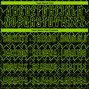 Custom Black Neon Green Geometric Shape Sublimation Soccer Uniform Jersey