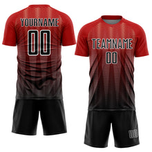 Load image into Gallery viewer, Custom Red Black-White Gradient Line Sublimation Soccer Uniform Jersey
