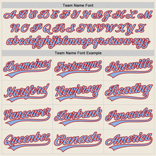 Load image into Gallery viewer, Custom Cream Light Blue-Red Two-Button Unisex Softball Jersey
