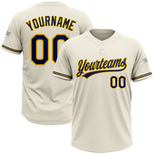Load image into Gallery viewer, Custom Cream Navy-Yellow Two-Button Unisex Softball Jersey
