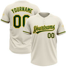 Load image into Gallery viewer, Custom Cream Green-Yellow Two-Button Unisex Softball Jersey
