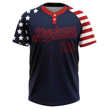 Load image into Gallery viewer, Custom Navy Red-White 3D American Flag Fashion Two-Button Unisex Softball Jersey
