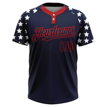 Load image into Gallery viewer, Custom Navy Red-White 3D American Flag Fashion Two-Button Unisex Softball Jersey
