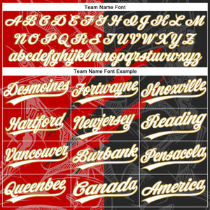 Custom Graffiti Pattern Black Red-Old Gold 3D Two-Button Unisex Softball Jersey