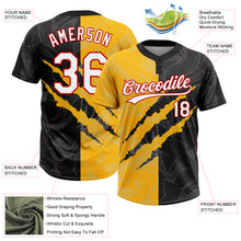 Load image into Gallery viewer, Custom Graffiti Pattern Black Gold-Red 3D Two-Button Unisex Softball Jersey
