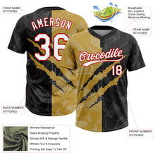 Load image into Gallery viewer, Custom Graffiti Pattern Black Old Gold-Red 3D Two-Button Unisex Softball Jersey
