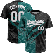 Load image into Gallery viewer, Custom Graffiti Pattern Black Teal-Gray 3D Two-Button Unisex Softball Jersey
