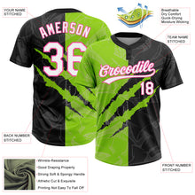Load image into Gallery viewer, Custom Graffiti Pattern Black Neon Green-Pink 3D Two-Button Unisex Softball Jersey
