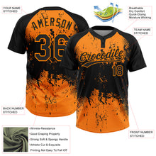 Load image into Gallery viewer, Custom Black Bay Orange 3D Pattern Abstract Splatter Grunge Art Two-Button Unisex Softball Jersey
