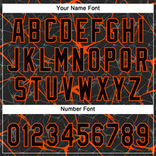 Load image into Gallery viewer, Custom Black Orange 3D Pattern Abstract Network Two-Button Unisex Softball Jersey
