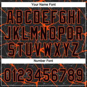 Custom Black Orange 3D Pattern Abstract Network Two-Button Unisex Softball Jersey