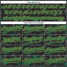 Load image into Gallery viewer, Custom Black Kelly Green-Old Gold 3D Pattern Abstract Network Two-Button Unisex Softball Jersey
