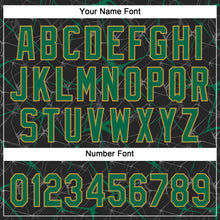 Load image into Gallery viewer, Custom Black Kelly Green-Old Gold 3D Pattern Abstract Network Two-Button Unisex Softball Jersey
