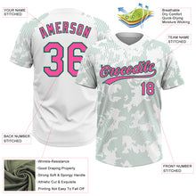 Load image into Gallery viewer, Custom White Pink-Kelly Green 3D Pattern Curve Lines Two-Button Unisex Softball Jersey
