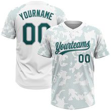 Load image into Gallery viewer, Custom White Teal-Gray 3D Pattern Curve Lines Two-Button Unisex Softball Jersey
