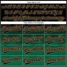 Load image into Gallery viewer, Custom Black Kelly Green-Old Gold 3D Pattern Gradient Square Shapes Two-Button Unisex Softball Jersey
