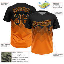 Load image into Gallery viewer, Custom Black Bay Orange 3D Pattern Gradient Square Shapes Two-Button Unisex Softball Jersey
