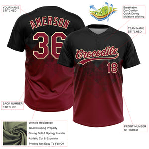 Custom Black Crimson-City Cream 3D Pattern Gradient Square Shapes Two-Button Unisex Softball Jersey