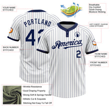 Load image into Gallery viewer, Custom White Navy Pinstripe Navy Two-Button Unisex Softball Jersey
