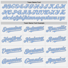 Load image into Gallery viewer, Custom White Navy Pinstripe Light Blue-Gray Two-Button Unisex Softball Jersey
