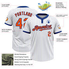 Load image into Gallery viewer, Custom White Royal Pinstripe Orange Two-Button Unisex Softball Jersey
