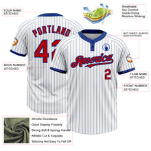 Load image into Gallery viewer, Custom White Royal Pinstripe Red Two-Button Unisex Softball Jersey
