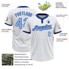 Load image into Gallery viewer, Custom White Royal Pinstripe Light Blue Two-Button Unisex Softball Jersey
