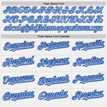 Load image into Gallery viewer, Custom White Royal Pinstripe Light Blue Two-Button Unisex Softball Jersey
