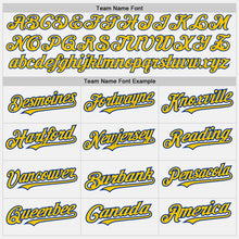 Load image into Gallery viewer, Custom White Royal Pinstripe Yellow Two-Button Unisex Softball Jersey
