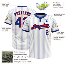 Load image into Gallery viewer, Custom White Royal Pinstripe Red Two-Button Unisex Softball Jersey

