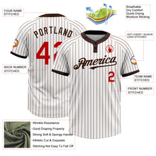 Load image into Gallery viewer, Custom White Brown Pinstripe Red Two-Button Unisex Softball Jersey
