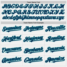 Load image into Gallery viewer, Custom White Teal Pinstripe Navy Two-Button Unisex Softball Jersey
