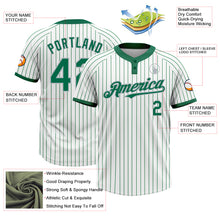 Load image into Gallery viewer, Custom White Kelly Green Pinstripe Gray Two-Button Unisex Softball Jersey
