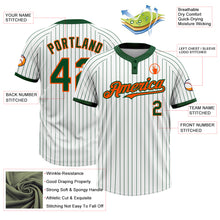 Load image into Gallery viewer, Custom White Green Pinstripe Orange Two-Button Unisex Softball Jersey
