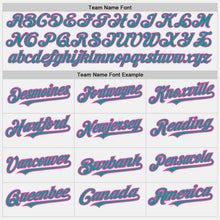 Load image into Gallery viewer, Custom White Pink Pinstripe Teal Two-Button Unisex Softball Jersey
